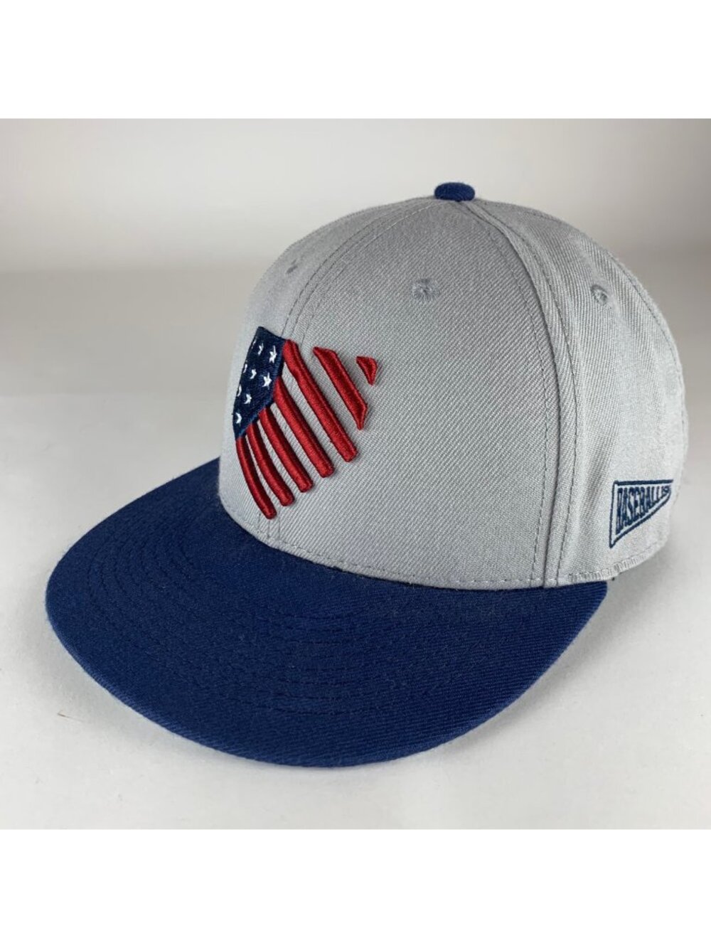 Baseballism Mens Gray Navy Blue Snapback Hat